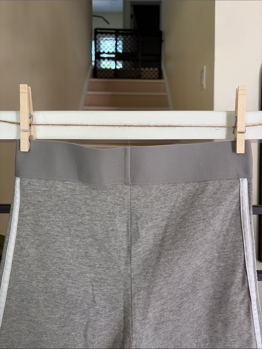 adidas Gray Athletic Shorts with White Stripes - Picture 3 of 5